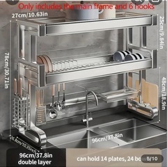 ステンレス製ダブルレイヤーキッチンラックの画像
