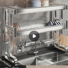 ステンレス製ダブルレイヤーキッチンラックの画像