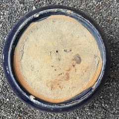 昭和レトロ 樽岡焼 海鼠釉 火鉢の画像