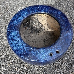 昭和レトロ 樽岡焼 海鼠釉 火鉢の画像