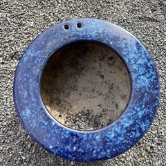 昭和レトロ 樽岡焼 海鼠釉 火鉢の画像
