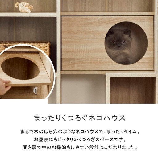 収納棚にもなる キャットタワー キャットウォーク ナチュラル 本棚　LOWYA ロウヤ キャットタワー 収納棚【最終値下げ】