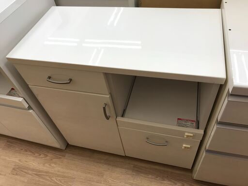 ★ジモティ割あり★  レンジ台 ホワイト H83×W80×D41 クリーニング済み KJ8169