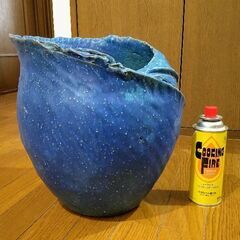 信楽焼 美杉 陶芸 波模様 花瓶 花器 華道 フラワーベース 鉢 水鉢 壺 昭和レトロの画像