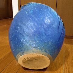 信楽焼 美杉 陶芸 波模様 花瓶 花器 華道 フラワーベース 鉢 水鉢 壺 昭和レトロの画像