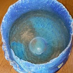 信楽焼 美杉 陶芸 波模様 花瓶 花器 華道 フラワーベース 鉢 水鉢 壺 昭和レトロの画像
