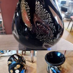 昭和レトロ カメイガラス 花瓶 ガラス フラワーベース ※欠けあり　/MJ-1104 2Fの画像