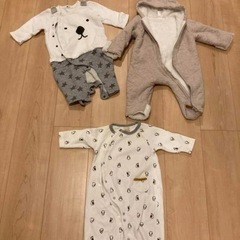 e-baby＆H&M裏ボアロンパース フード付カバーオール