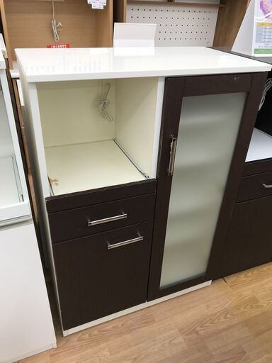 ★ジモティ割あり★  レンジ台 ダークブラウン H114×W80×D42 クリーニング済み KJ8180