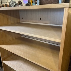 【武蔵小山店】 MUJI 無印良品 無印 タモ材 ミドルタイプ 木製収納 マガジンホルダー付 シェルフ ラック オープンシェルフ オープンラック  ブックシェルフ 棚 ディスプレイシェルフ ディスプレイラックの画像