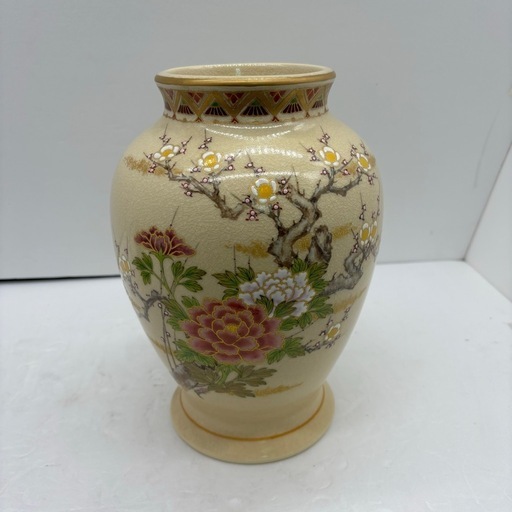 割引 480 薩摩焼 花瓶 薩摩 金彩 色絵 花瓶 壷 花入 花生 古陶磁 薩摩 金彩