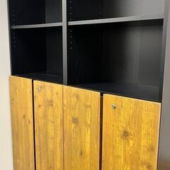 オフィス　木製キャビネット 5段 3段扉付き カギ付き ハイタイプ