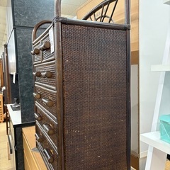5段 ラタンチェスト 昭和レトロの画像