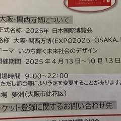 日曜日まで掲載大阪万博チケット大人２枚の画像