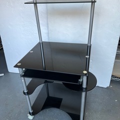 ニトリ ガラス PC ラック ファブ ブラック パソコンデスク ワーク