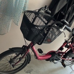 パナソニック電動アシスト自転車 　前カゴつき　ピンク　前後子供乗...