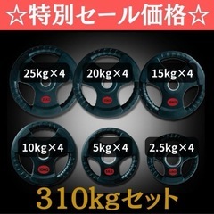 ★新品・送料無料★バーベルプレート計310kgセット 50mm ...