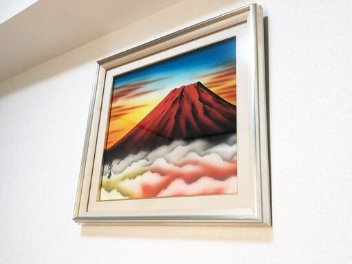 赤富士紫峰　複製画・風景画・富士山印刷物　アート絵画/額装壁掛け　紅富士インテリアアート