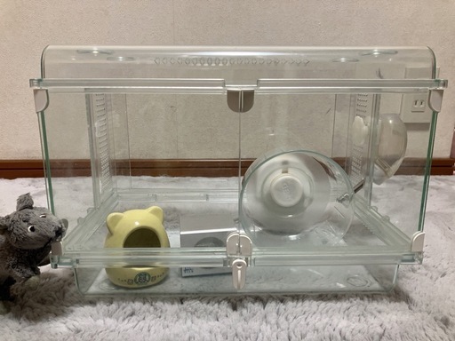 ハムスターゲージ　木屑とお部屋付き！　【頑丈】【ガラス性】