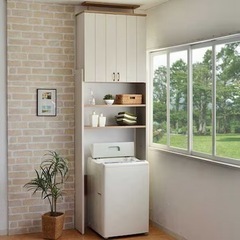 突っ張り式フレンチカントリー調　洗濯機ラック　ニトリ　ランドリーラック　未使用の画像