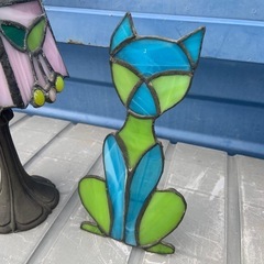 アンティーク　ランプ　ネコ　グラスの画像