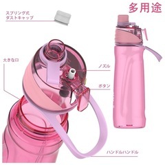 噴霧付きスプレーボトル950ミリリットル、アウトドア補水自転車登山ジム用、ピンクの画像