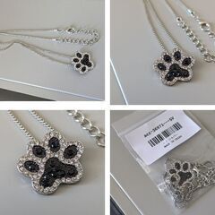 ラインストーン/肉球ネックレス（新品）の画像