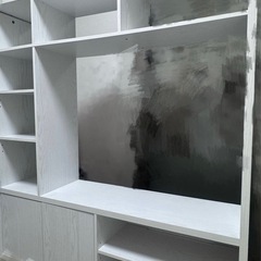 テレビ台 テレビボード ハイタイプ 幅114 TVボード TV台 おしゃれ テレビラック AVラック AV収納 大型テレビ 収納 北欧 コンパクト 壁面収納 収納棚 薄型 奥行29 高さ125 cm 32インチ 32型 ホワイトの画像
