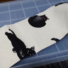 黒猫　名古屋帯　洗える　帯　猫　ネコ　仕立て上がりの画像