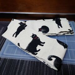 黒猫　名古屋帯　洗える　帯　猫　ネコ　仕立て上がり