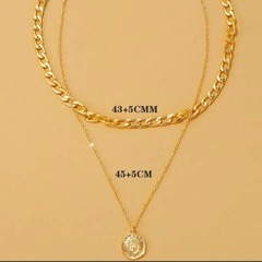 *《GOLD》*Zinc Alloy＊コインチャームダブルネックレスの画像