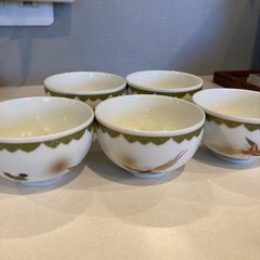 （中古）波佐見焼 林九郎窯 林九郎 明治記念館謹製 金鳥紋 急須１個 湯呑み５客 茶器の画像