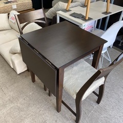 8109 関家具 伸長テーブル チェア 2脚付き テーブル ブラ...
