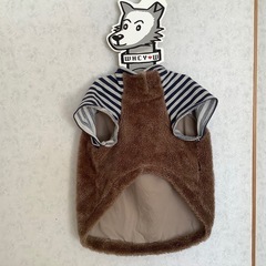 LIFELIKE 犬服 モコモコ　ブラウン　ストライプ　中型犬　冬