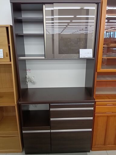 ★ジモティ割あり★ 松田家具 レンジボード ブラウン H205×D49×W98 クリーニング済み TC2703