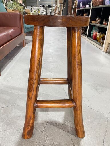 【天然チーク材使用スツール】チーク材 チーク家具 天然木 チーク原木 木製スツール 高さ60㎝ ナチュラル 定価1万6千円
