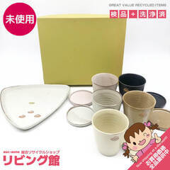 ss7284　未使用品 美濃焼 水峰窯 小皿付きカップ5個＆中皿...