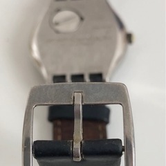 【現状品】スウォッチ Swatch メンズ 腕時計 紺 ネイビー レザー 黒 ブラック デイデイト アナログ クォーツ ウォッチ の画像