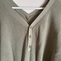 ⬜︎【LOWRYSFARM】オリーブグリーン Vネックニット 長袖 Fの画像