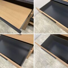 パモウナ キッチンカウンター 幅120 ソフトクローズ ストーン調天板 ヴィンテージ調デザイン 食器棚 レンジ台 中古家具 店頭引取歓迎 R9191の画像