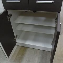 【10】2枚扉　2ドア食器棚　キッチン収納　カップボード　ダイニングボード　台所収納　引き出し　木製の画像