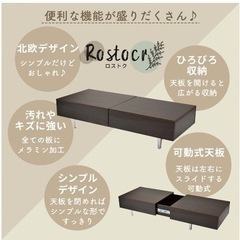 センターテーブル テーブル スライド 収納 ローテーブル リビングテーブル 木製 伸縮 収納付き 幅120cm 長方形 北欧 西海岸 ヴィンテージ コーヒーテーブル リビング テーブル ロストクの画像