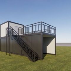【資材でのご提供】W2m×D3m×H2.5m ジャスト約6㎡・3.7畳 2階建て4個セット現地組立 ユニットハウス 簡易ハウス コンテナハウス 窓二つ付き 納期相談 低コスト 耐火 断熱 防音 耐震 連結可能 増築対策 物置・事務所・別宅・従業員宿舎に最適 日本語説明書付き [兵庫から全国]新品未使用 ユニットハウス プレハブ 海上 コンテナ ログ 仮設住宅 事務所 倉庫 野外 格安 屋上テラスガレージ，カーガレージの画像