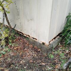 物置　錆びてます。鍵はあります。　コーキングなど修理　修繕して使いませんか　土台のブロックもお付けします。工具入れ　農機具入れ　などに　の画像