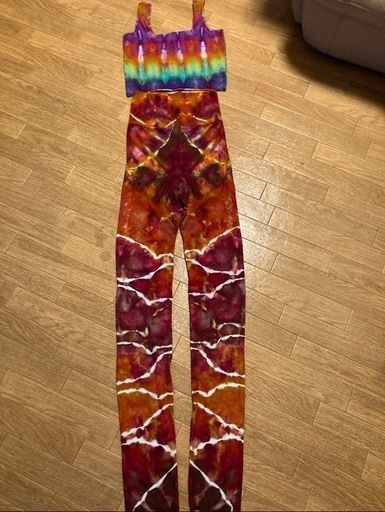 100% Handmade psydyeストレッチタイダイセットアップタンクトップパンツ新品