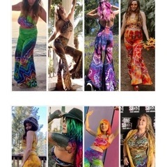 100% Handmade psydyeストレッチタイダイセットアップタンクトップパンツ新品の画像