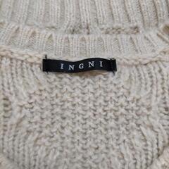 INGNI アイボリー ケーブルニット 長袖ミニワンピース・チュニックの画像