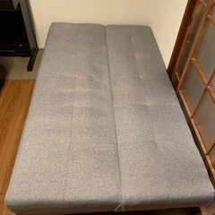 美品　幅180cm ソファベッド　布製　グレーの画像