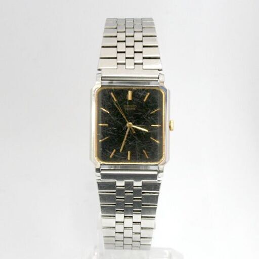 動作品 SEIKO オールドクオーツ 7431-5380 ブラックダイヤル レキュタングラー ニッケルアロイ 3針 クオーツ式腕時計 25年2月電池交換 札幌市 清田区 平岡