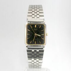動作品 SEIKO オールドクオーツ 7431-5380 ブラックダイヤル レキュタングラー ニッケルアロイ 3針 25年2月電池交換 札幌市 清田区 平岡の画像